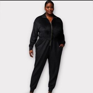 Fabletics Cozy Cord Women’s Black Zip One Piece Jumpsuit Size 4X